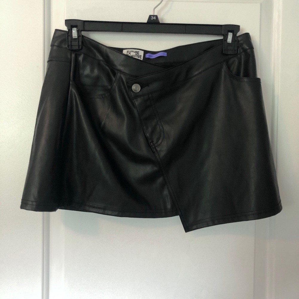 Black Faux Leather Mini Skirt by Future Collective